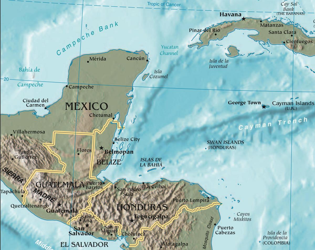 kaart van golf van Honduras