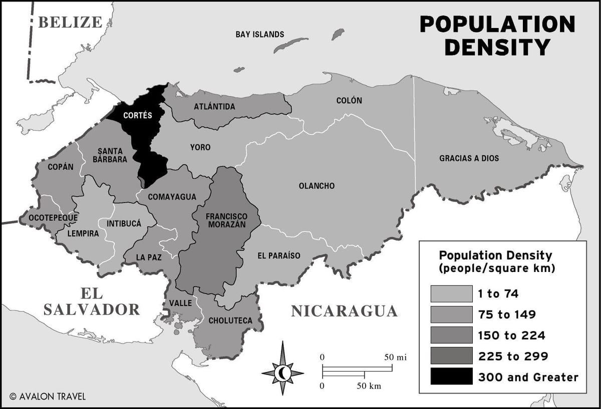 kaart van Honduras bevolking