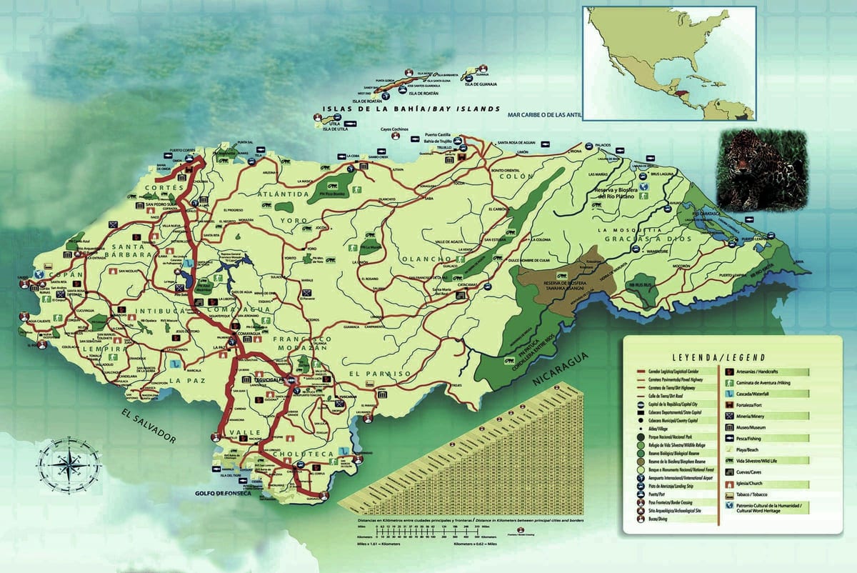 kaart van Honduras geografie