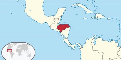 Honduras locatie op de kaart van de wereld