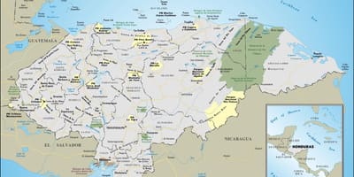 Kaart van Honduras weg