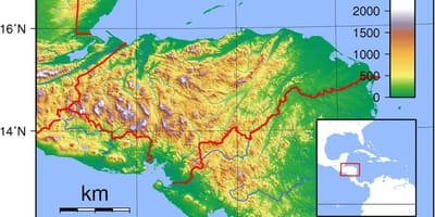 Kaart van Honduras topografische
