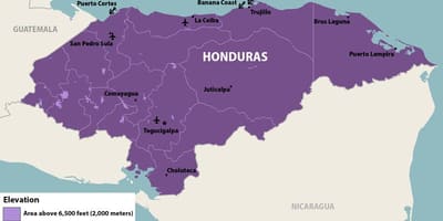 Kaart van Honduras zika