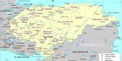 Kaart van de politieke kaart van Honduras